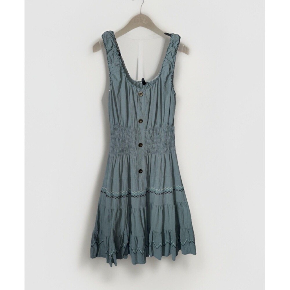 Lapis Anthropologie Green Boho Western Tiered Dress Size Petite Large